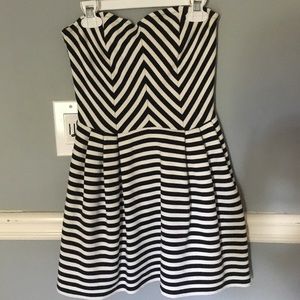 Strapless Navy and White Striped Dreas